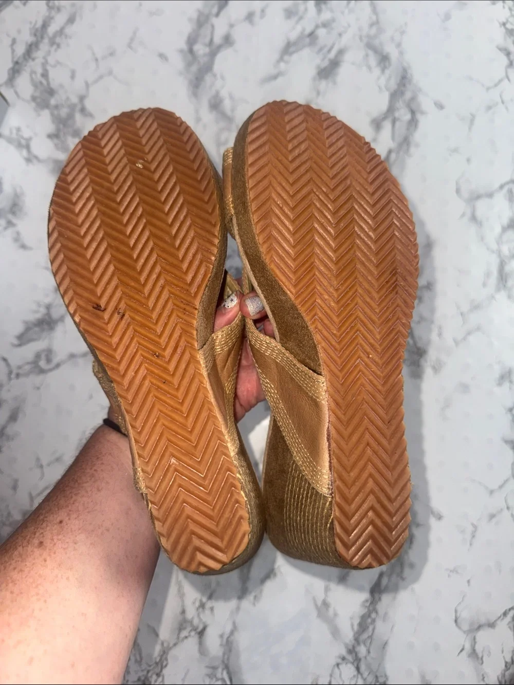 Volatile Lanelines Wedged Sandals Tan Size 10